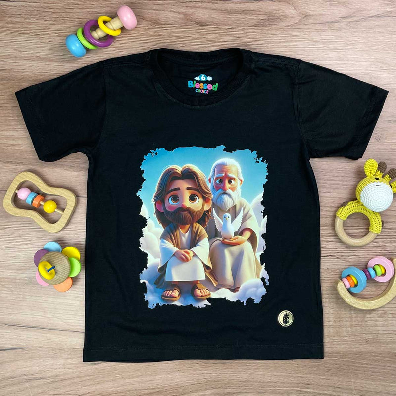 T-Shirt Infantil Preta Jesus e Noé